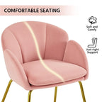 Yaheetech Flower Shape Velvet Armchair Accent Chair with Golden Metal Legs