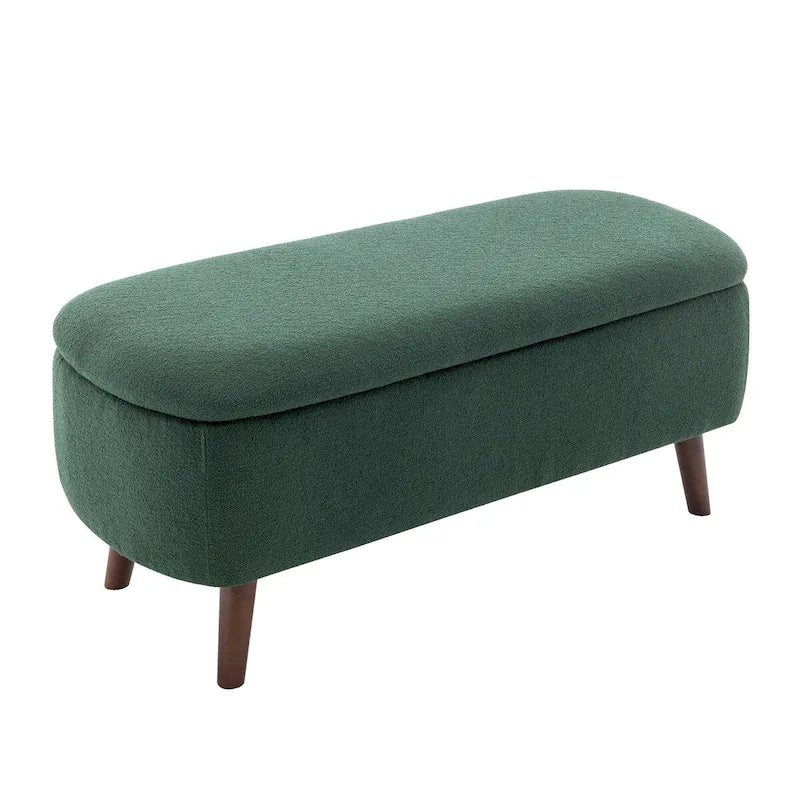 Porthos Home Celia Boucle Fabric Storage Bench with Rubberwood Legs