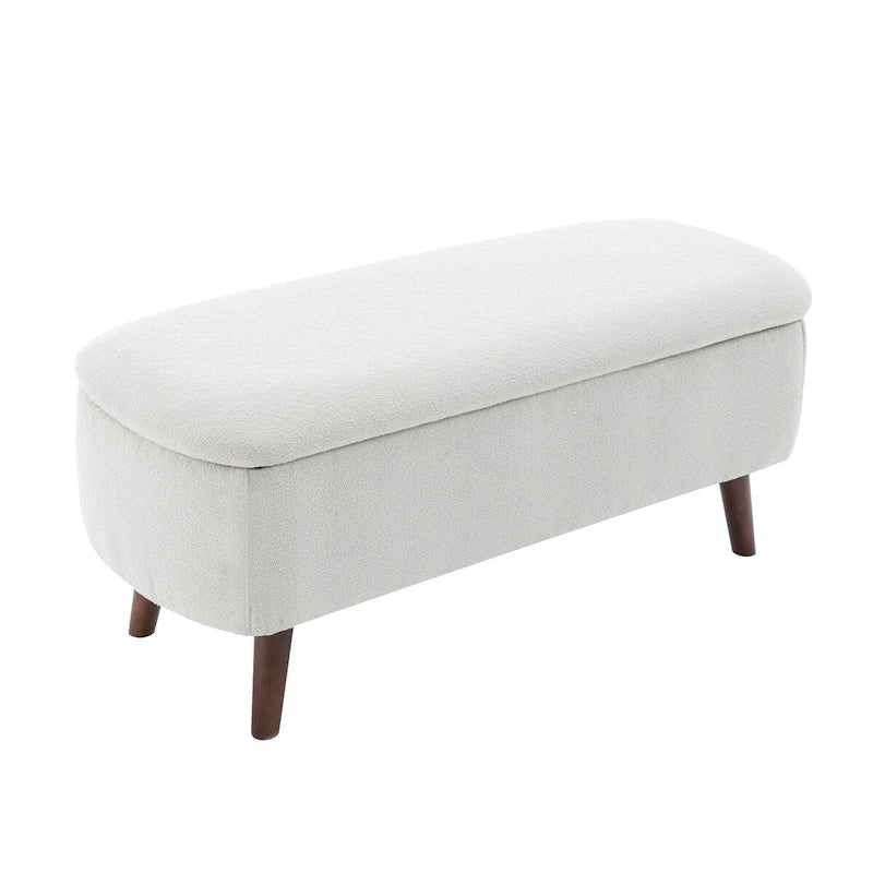 Porthos Home Celia Boucle Fabric Storage Bench with Rubberwood Legs