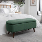 Porthos Home Celia Boucle Fabric Storage Bench with Rubberwood Legs
