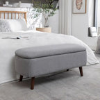 Porthos Home Celia Boucle Fabric Storage Bench with Rubberwood Legs