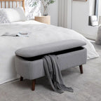 Porthos Home Celia Boucle Fabric Storage Bench with Rubberwood Legs