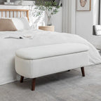 Porthos Home Celia Boucle Fabric Storage Bench with Rubberwood Legs