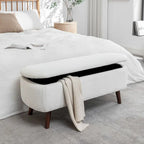 Porthos Home Celia Boucle Fabric Storage Bench with Rubberwood Legs