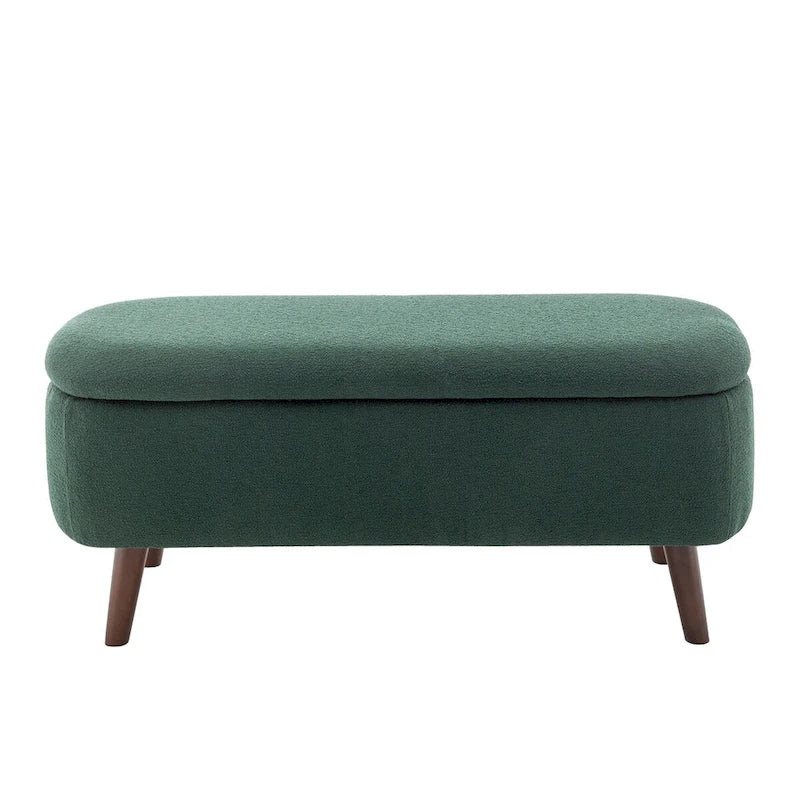 Porthos Home Celia Boucle Fabric Storage Bench with Rubberwood Legs
