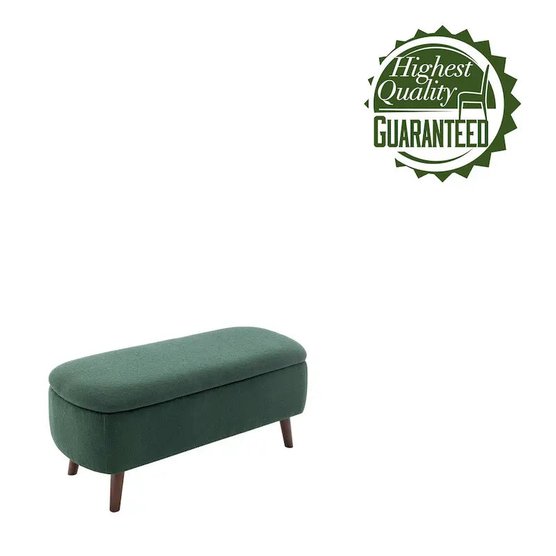 Porthos Home Celia Boucle Fabric Storage Bench with Rubberwood Legs