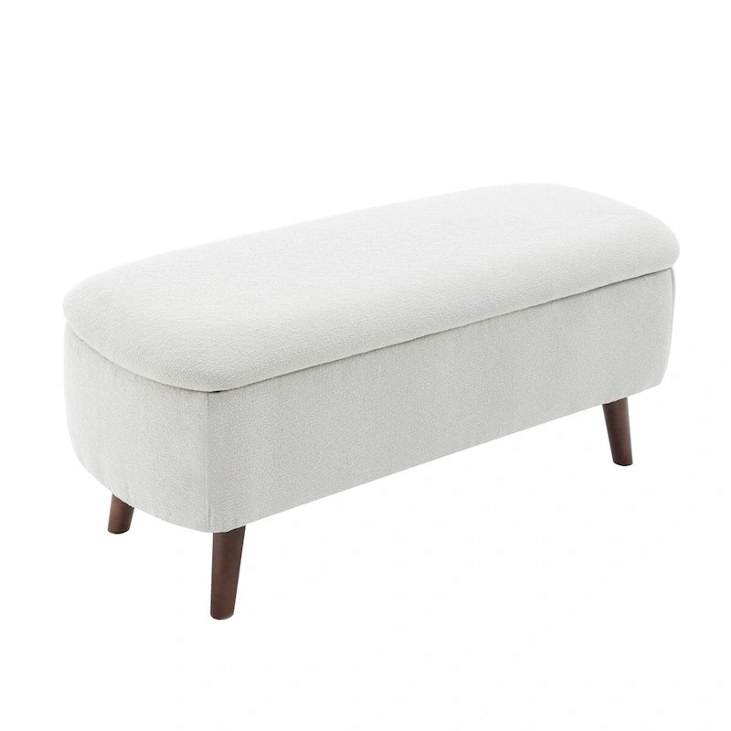 Porthos Home Celia Boucle Fabric Storage Bench with Rubberwood Legs