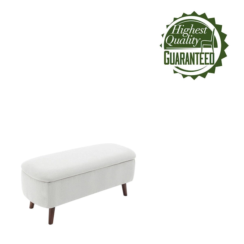 Porthos Home Celia Boucle Fabric Storage Bench with Rubberwood Legs