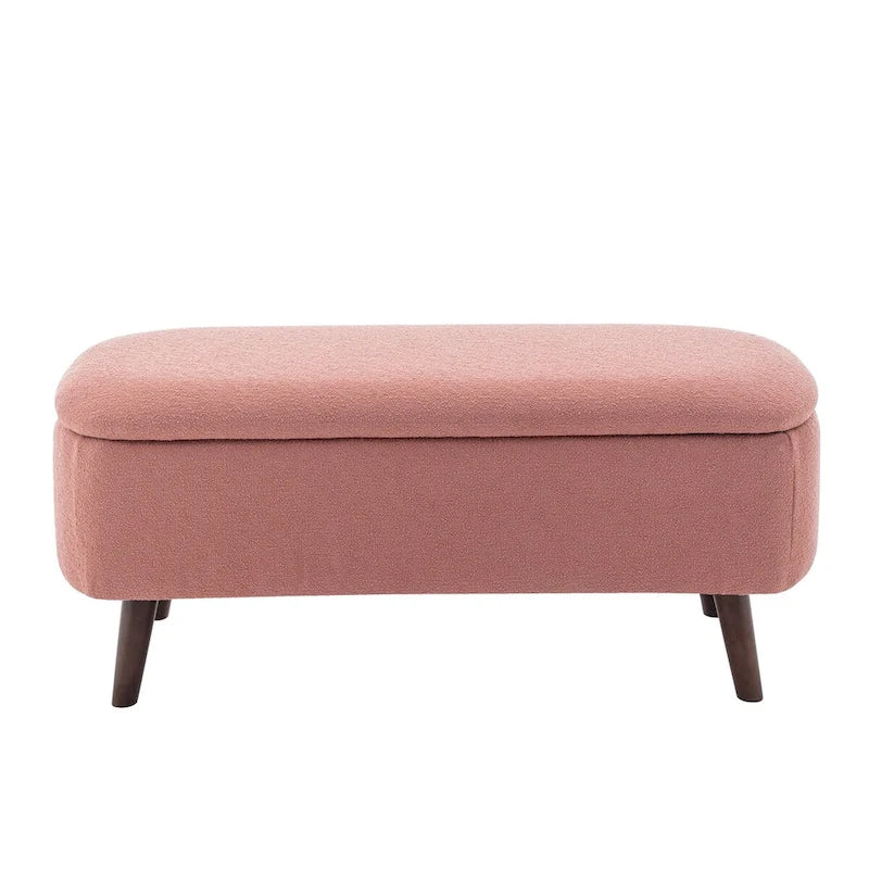Porthos Home Celia Boucle Fabric Storage Bench with Rubberwood Legs