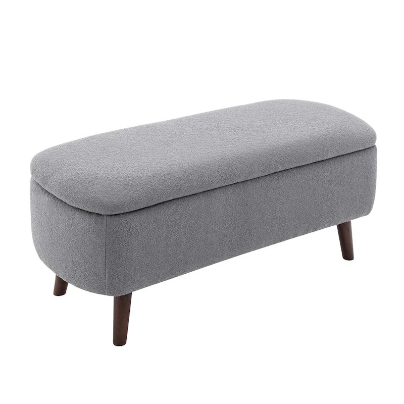 Porthos Home Celia Boucle Fabric Storage Bench with Rubberwood Legs