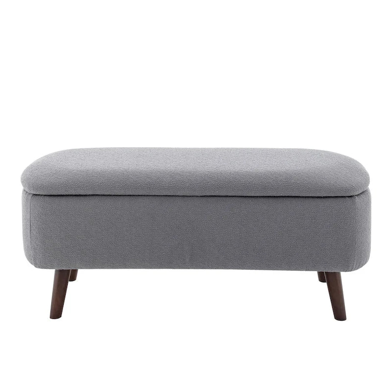Porthos Home Celia Boucle Fabric Storage Bench with Rubberwood Legs