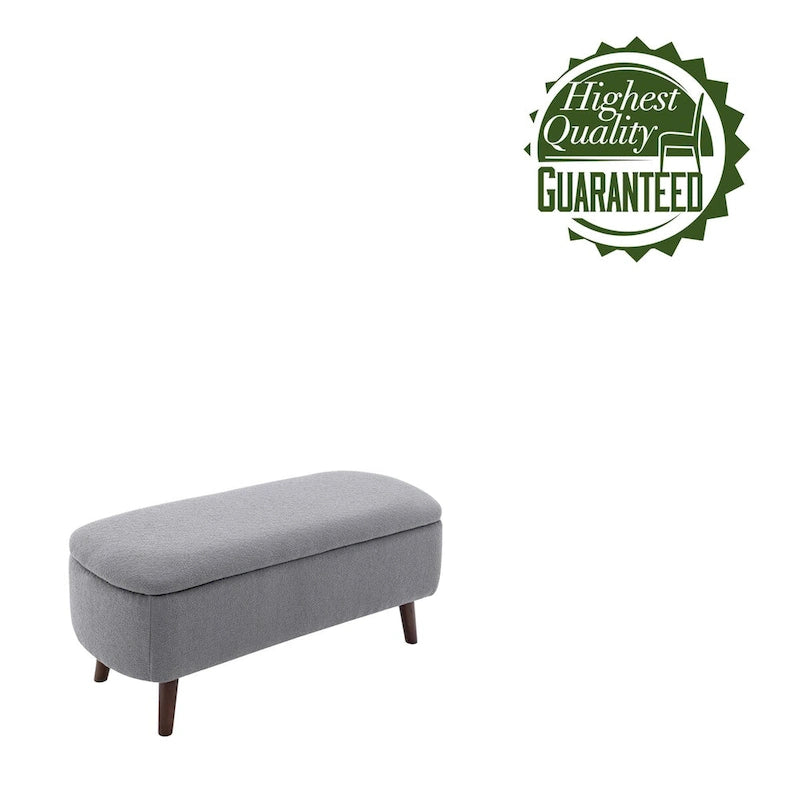 Porthos Home Celia Boucle Fabric Storage Bench with Rubberwood Legs