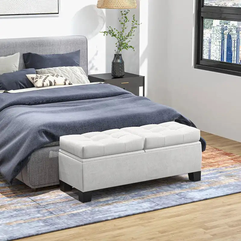 Upholstered End of Bed Bench with Steel Frame