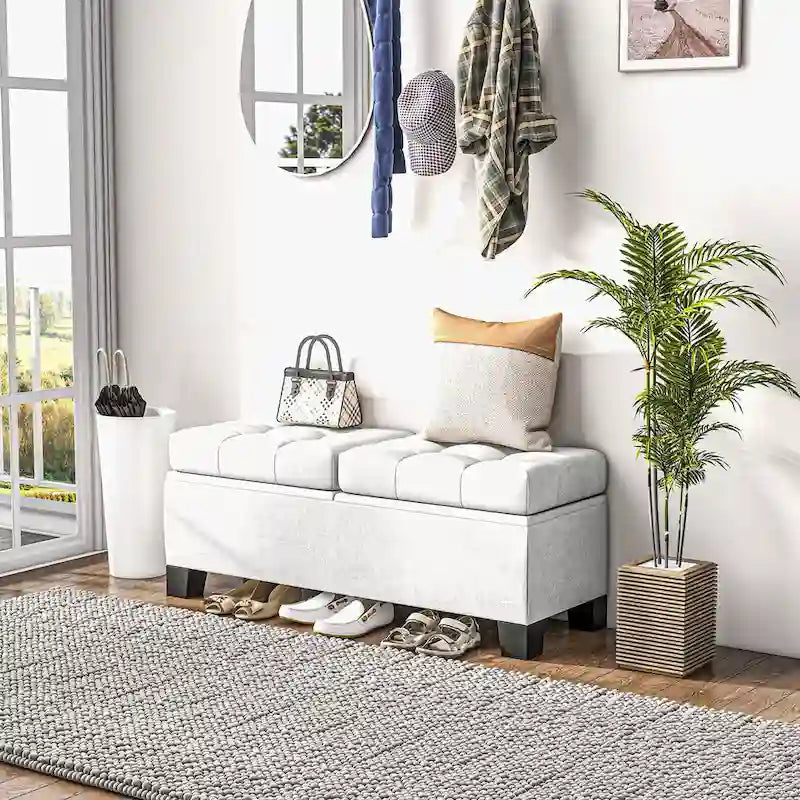 Upholstered End of Bed Bench with Steel Frame