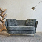 Upholstered Couch with Golden Metal Legs Club Loveseat Sofa for Living Reading Room ,Bedroom ,Apartment, Small Space Dorm
