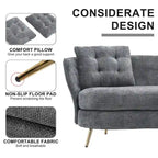 Upholstered Couch with Golden Metal Legs Club Loveseat Sofa for Living Reading Room ,Bedroom ,Apartment, Small Space Dorm