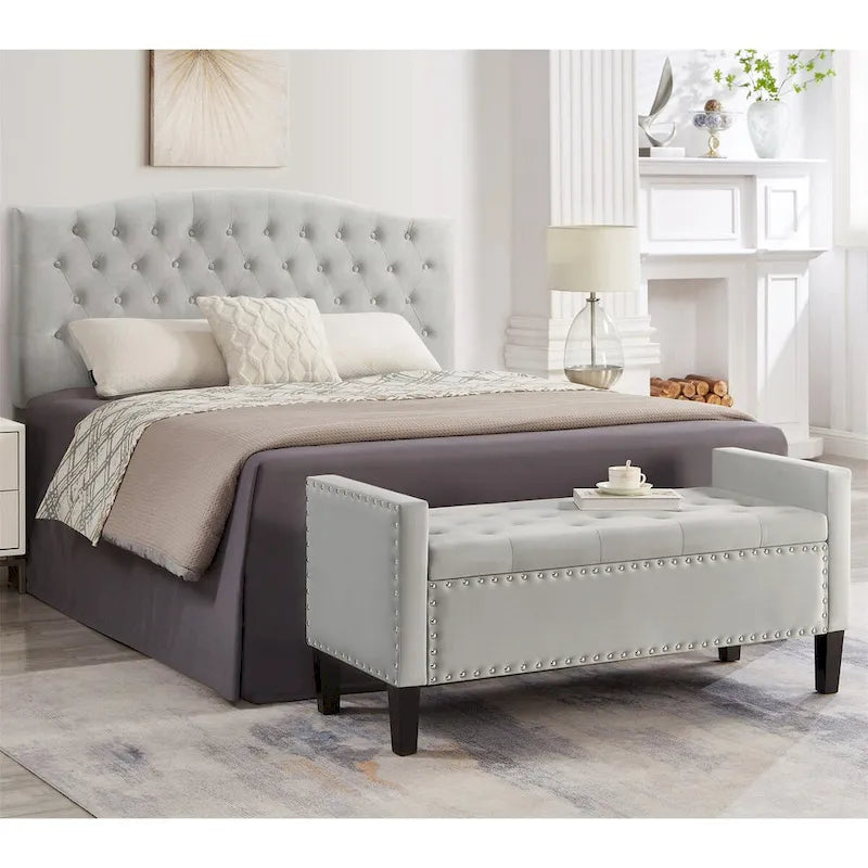 Upholstered Tufted Storage Rectangular Bench