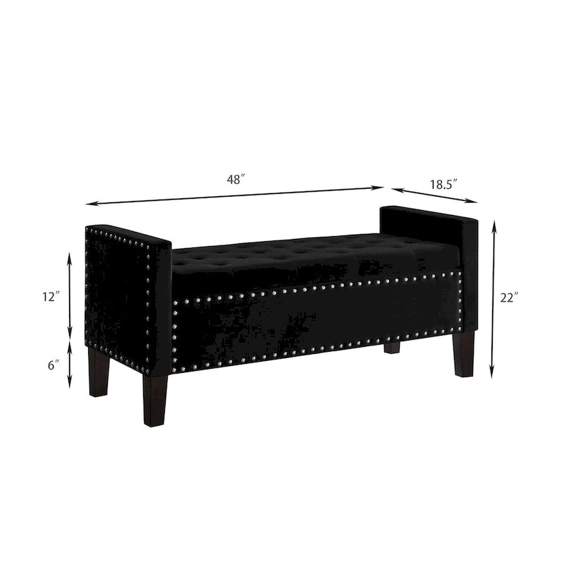 Upholstered Tufted Storage Rectangular Bench