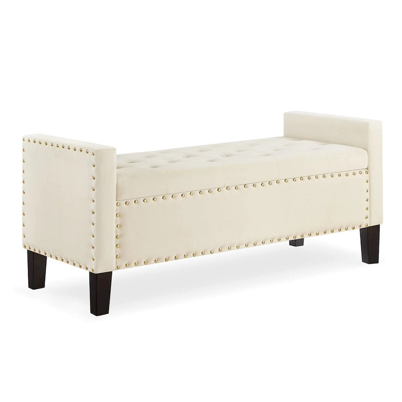 Upholstered Tufted Storage Rectangular Bench