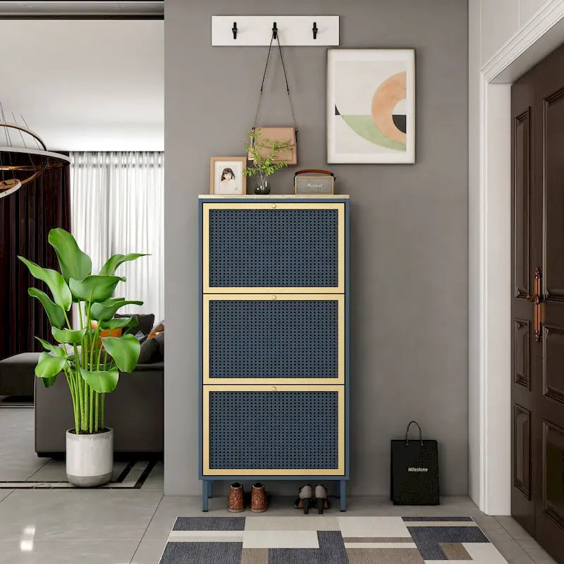 3 Metal Door Shoe Rack Freestanding Shoe Storage Cabinet