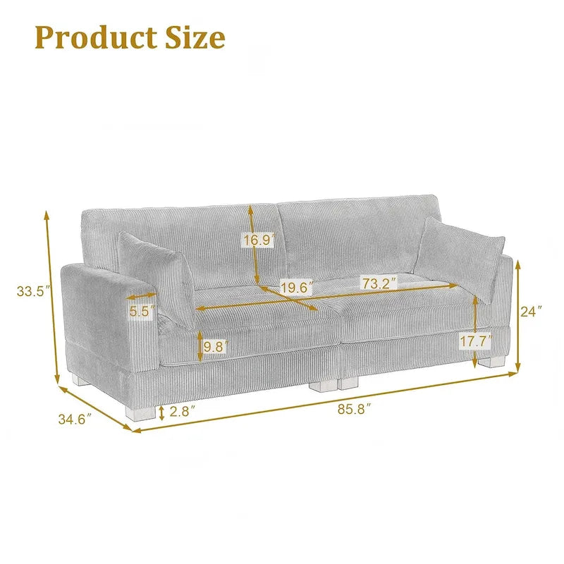 Corduroy Upholstered Modular Sectional Sofa for Living Room