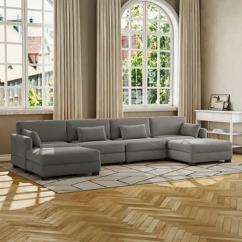 Corduroy Upholstered Modular Sectional Sofa for Living Room