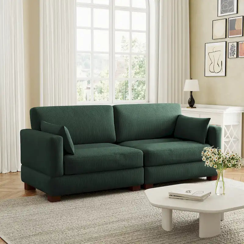 Corduroy Upholstered Modular Sectional Sofa for Living Room