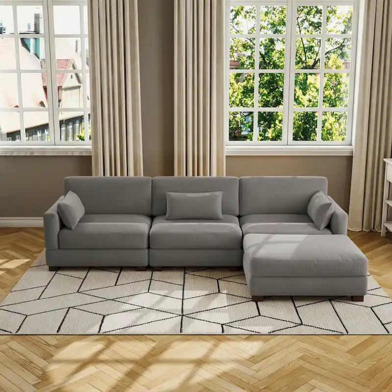 Corduroy Upholstered Modular Sectional Sofa for Living Room