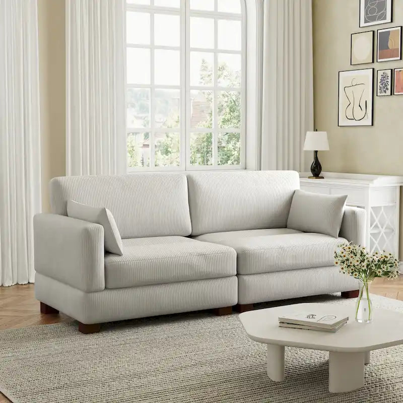 Corduroy Upholstered Modular Sectional Sofa for Living Room