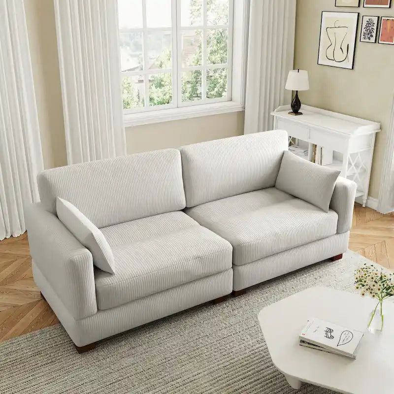 Corduroy Upholstered Modular Sectional Sofa for Living Room