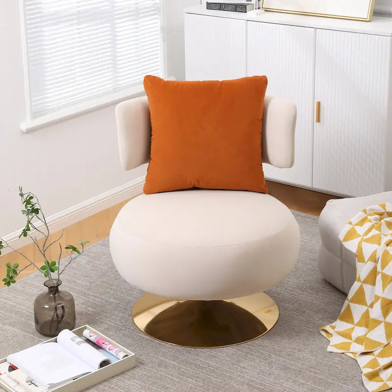 Fabric Swivel Round Barrel Chair