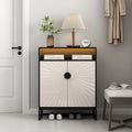 5-Tier Shoe Storage Cabinet, Wooden Shoe Cabinet with Doors Shoe Organizer with Open Shelves for Entryway, Hallway, Living Room