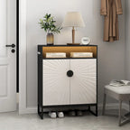 5-Tier Shoe Storage Cabinet, Wooden Shoe Cabinet with Doors Shoe Organizer with Open Shelves for Entryway, Hallway, Living Room