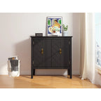 2 Door Wooden Cabinets, Black Wood Cabinet Vintage Style Sideboard for Living Room Dining Room Office