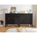 2 Door Wooden Cabinets, Black Wood Cabinet Vintage Style Sideboard for Living Room Dining Room Office