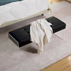 Javlergo Upholstered Entryway Bench, Faux Leather Bedroom/Living Room Bench, Acrylic Base 44.7-inch