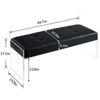 Javlergo Upholstered Entryway Bench, Faux Leather Bedroom/Living Room Bench, Acrylic Base 44.7-inch