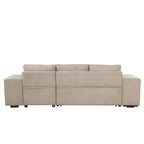 104 Modern L-Shape 3 Seat Reversible Sectional Couch, Pull Out Sleeper Sofa with Storage Chaise and 2 Stools