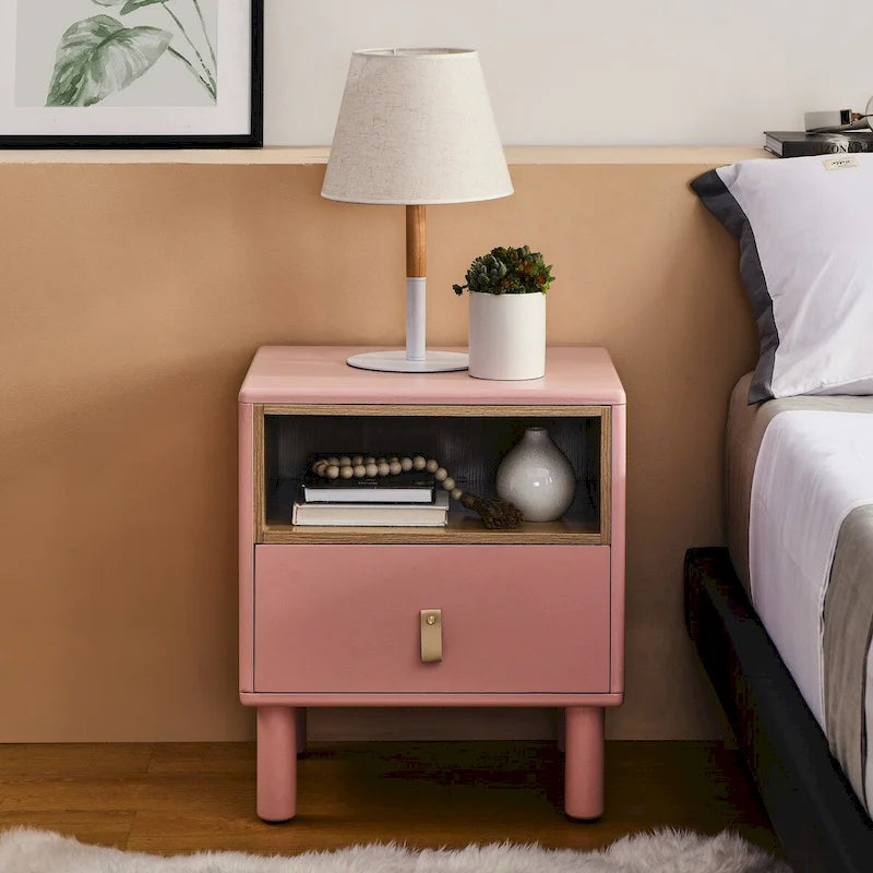 Single drawer bedside table,wooden bedside table, bedside table with drawer, compact bedside table, Nordic style bedside table