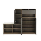 2-in-1 Shoe Storage Bench & Shoe CabinetsMulti-functional Shoe Rack with Padded Seat,with Adjustable Shelves