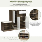 2-in-1 Shoe Storage Bench & Shoe CabinetsMulti-functional Shoe Rack with Padded Seat,with Adjustable Shelves