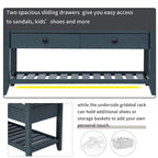 Shoe Rack with Cushioned Seat and Drawers, Multipurpose Entryway Storage Bench