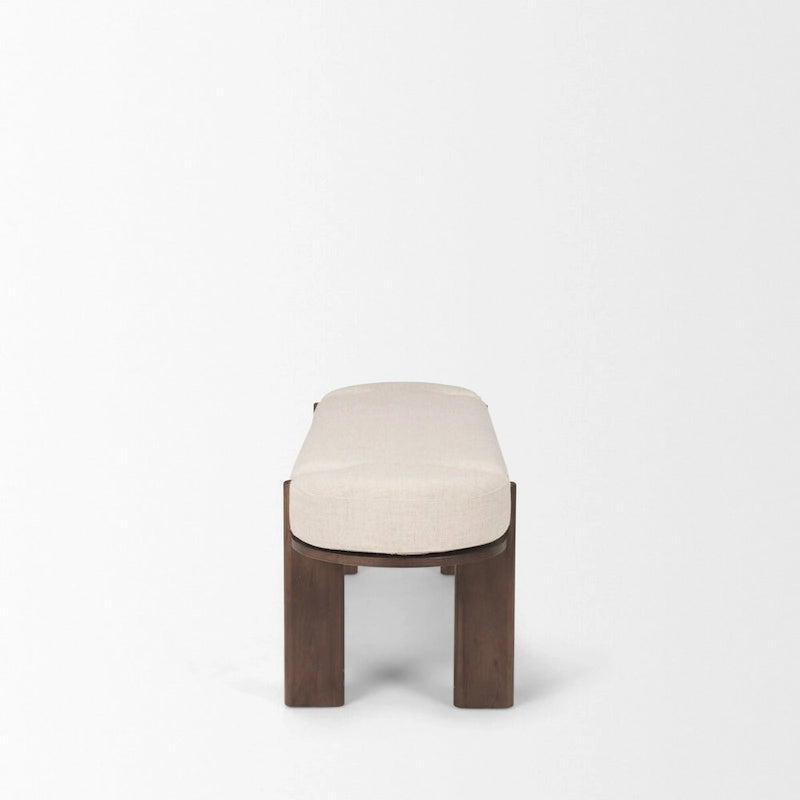 Sohan Dark Elm Wood w/ Oatmeal Fabric Bench