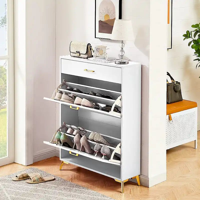 Space-Saving Freestanding Modern Shoe Storage Cabinet for Entryway, Hallway, Living Room