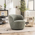 Single Fabric Modern Accent Chair 360 Degree Rotation Swivel Barrel Chairs