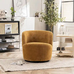 Single Fabric Modern Accent Chair 360 Degree Rotation Swivel Barrel Chairs
