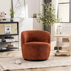 Single Fabric Modern Accent Chair 360 Degree Rotation Swivel Barrel Chairs