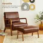 Glitzhome 30.75 H Mid-Century PU Leather Armchair with Ottoman Set