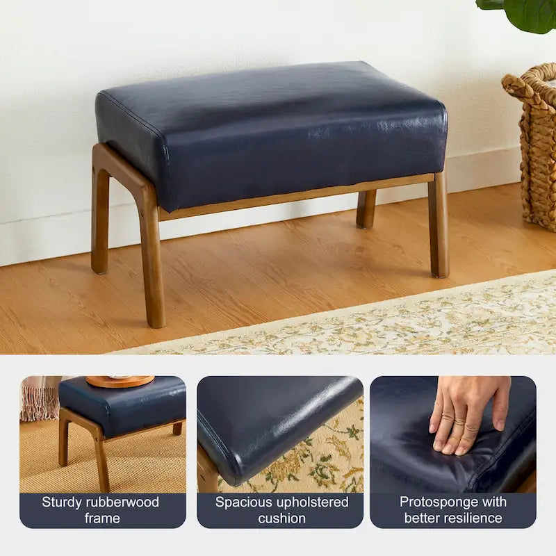 Glitzhome 30.75 H Mid-Century PU Leather Armchair with Ottoman Set