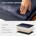 Glitzhome 30.75 H Mid-Century PU Leather Armchair with Ottoman Set